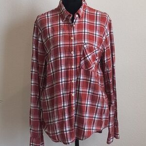 Aeropostale Red White Plaid Button-Down Shirt
